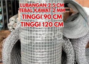 Kawat Ram Mesh Kotak Tebal 2mm Tinggi 90cm Lubangan 25cm