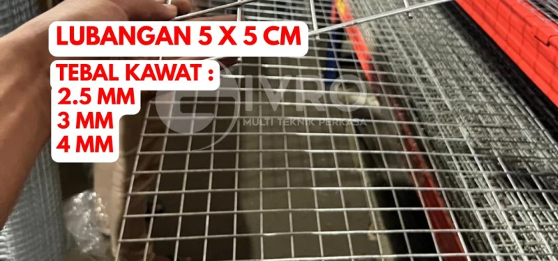 Kawat Ram Mesh Lembaran Kotak Lubangan 5x5cm Tebal Kawat 2.5mm - 3mm dan 4mm