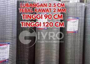 Kawat Ram Mesh Kotak Tebal 2mm Tinggi 120cm Lubangan 25cm